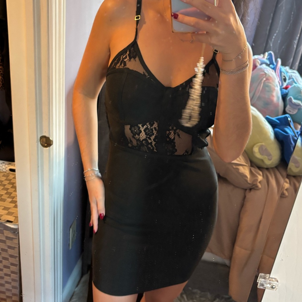 Windsor Black Lace Mini Dress